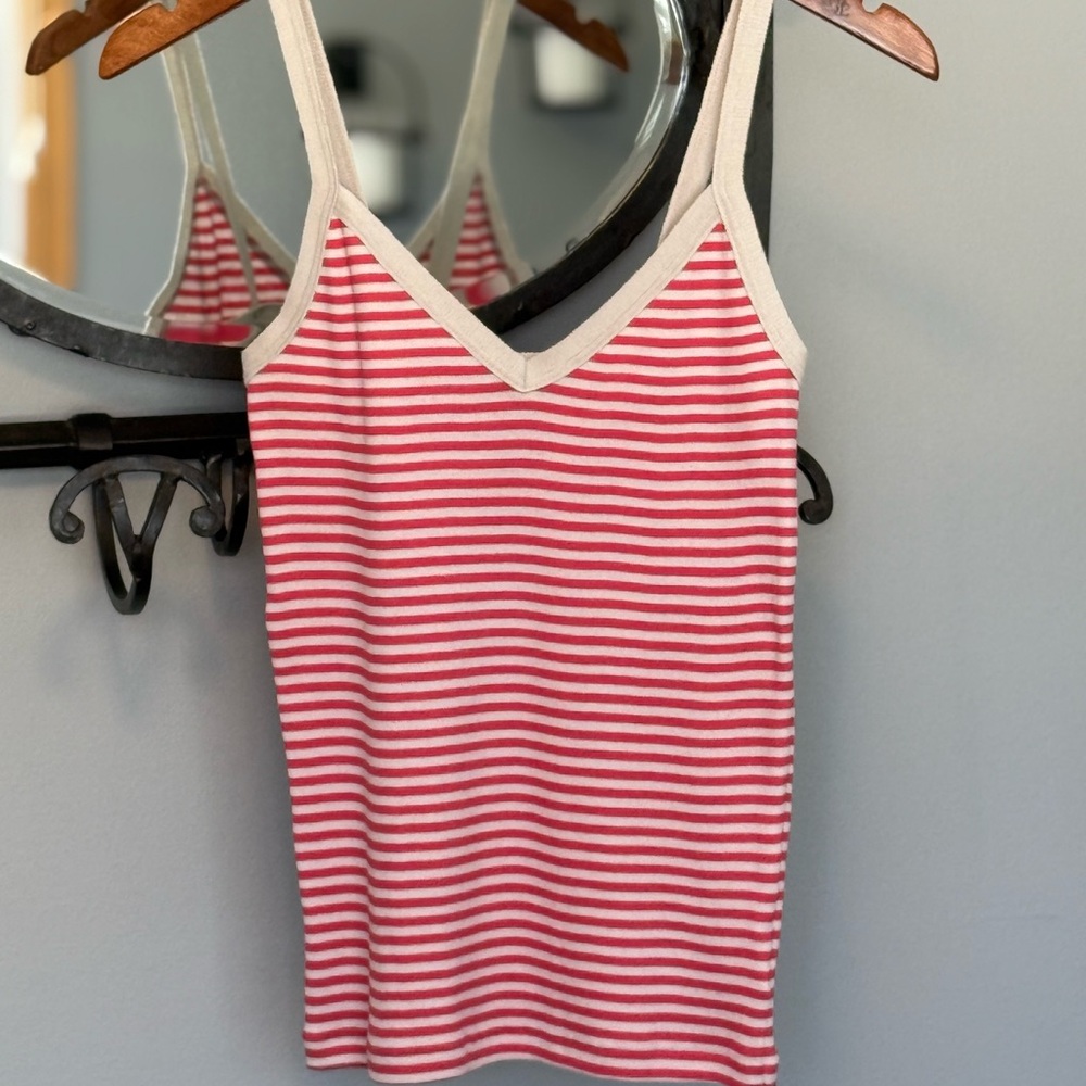 Petite Bateau Pink/Ivory Women’s Stripped Adjustable Tank Top